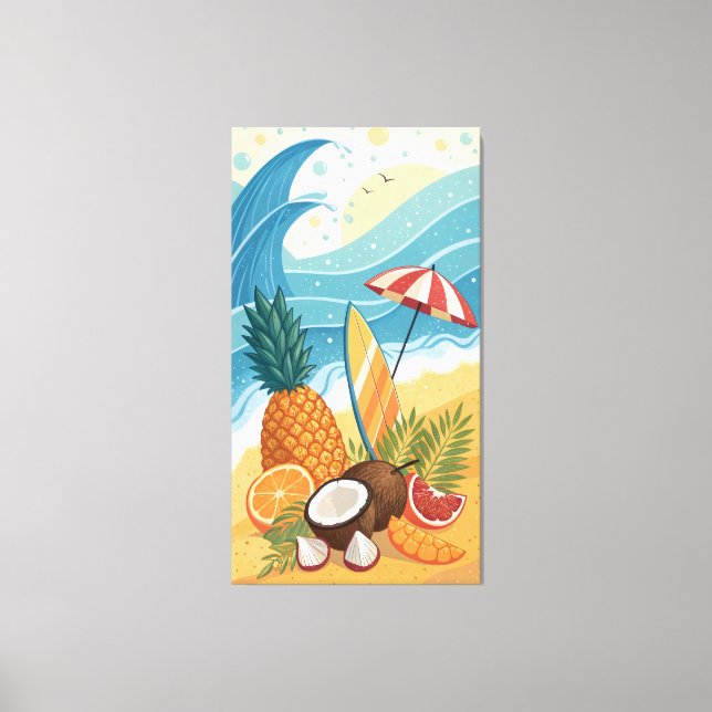 juicy fruits pineapples oranges and coconuts  canvas print (Front)