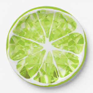 Juicy Gem Lime Slice Citrus Fruit Party Patio Paper Plate
