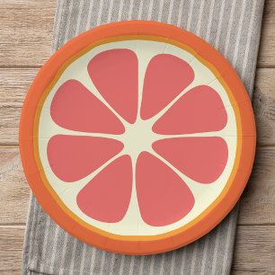 Juicy Grapefruit Summer Citrus Fruit Slice Kitchen Paper Plate
