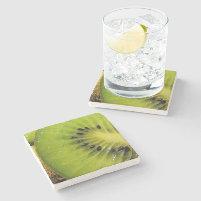 Juicy Green Fruity Kiwi - Stone Coaster (Side)