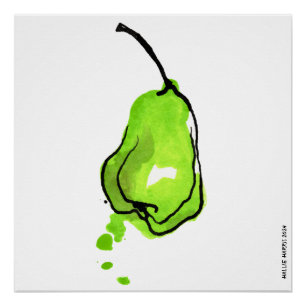 Juicy Green Pear Poster