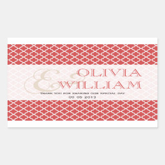 Juicy guava Moroccan tile ampersand wedding favour Rectangular Sticker