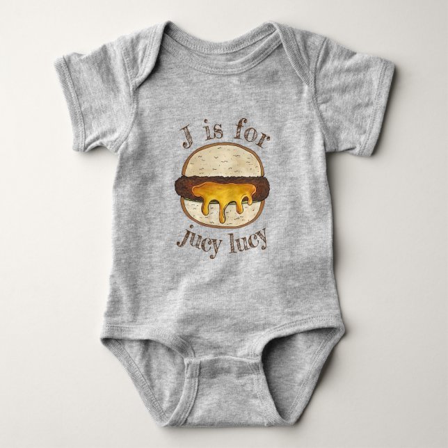 Juicy Jucy Lucy Minneapolis Minnesota Cheeseburger Baby Bodysuit (Front)