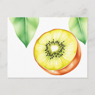 Juicy Kiwi in Watercolor on White Background Postcard