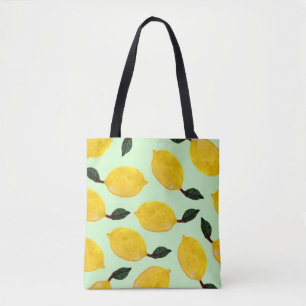 Juicy Lemon Blueberries: Watercolor Seamless Patte Tote Bag