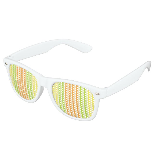 Juicy Lemon Lime And Orange Citrus Fruit Stripes Retro Sunglasses (Angled)