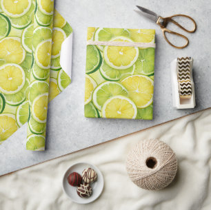 Juicy Lemon Lime Glossy Gift Wrapping Paper