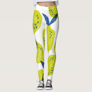 Juicy lemons: vintage seamless pattern. leggings