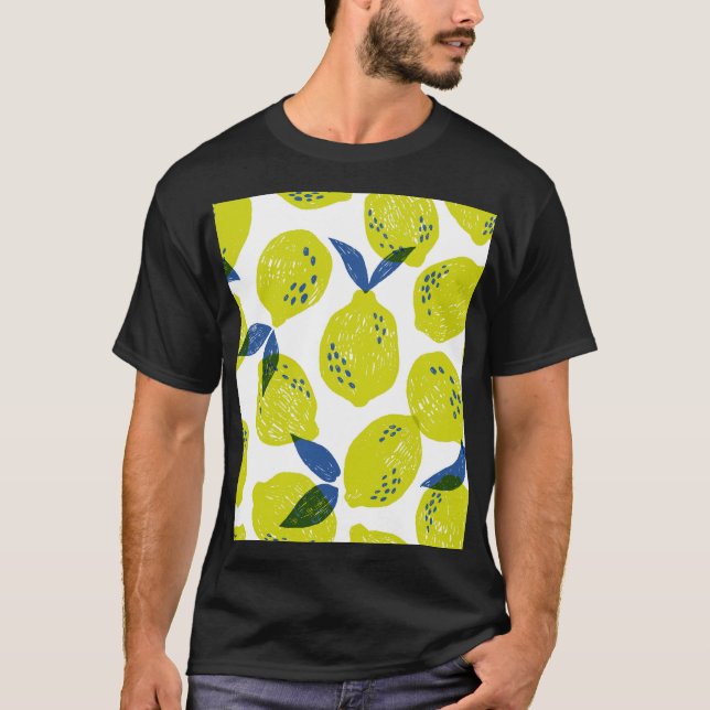 Juicy lemons: vintage seamless pattern. T-Shirt (Front)