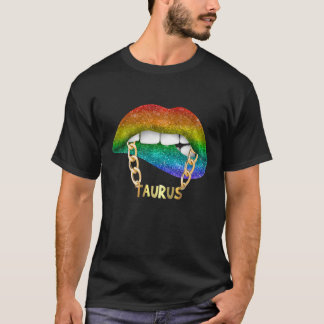 Juicy Lips Gold Chain Taurus Zodiac Birthday Gifts T-Shirt