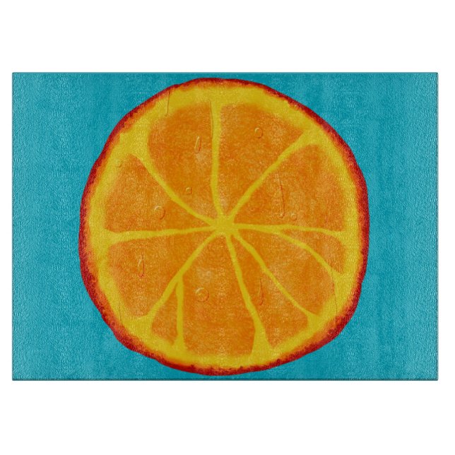 Juicy Orange Custom Glass Cutting Board (Front)
