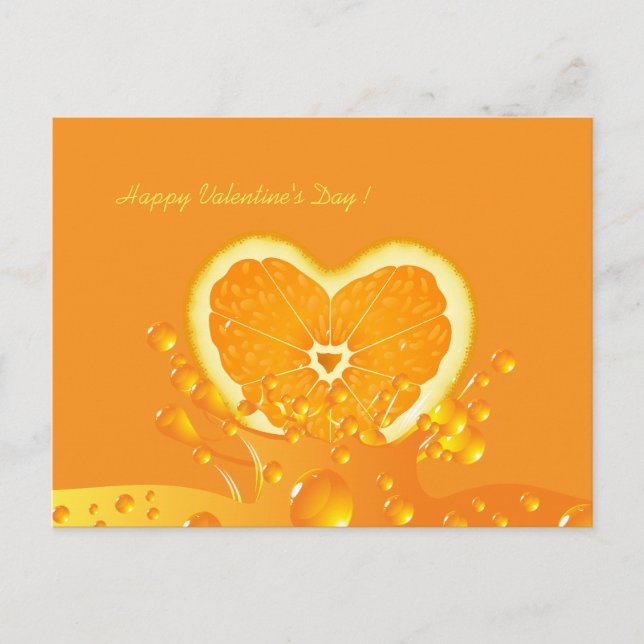 Juicy Orange Heart Valentine's Day Postcard (Front)