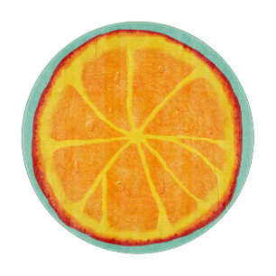 Juicy Orange Slice Round Glass Cutting Board