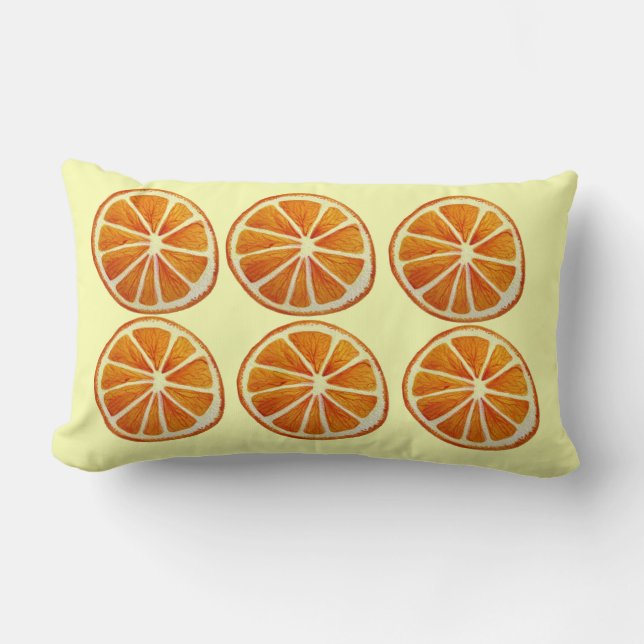 Juicy orange slice watercolor fruit pattern lumbar cushion (Front)