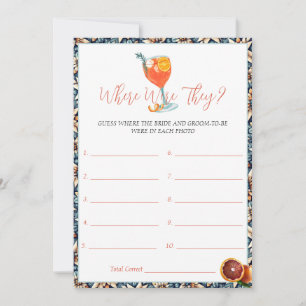 Juicy Orange Spritz Bridal Shower Game Card