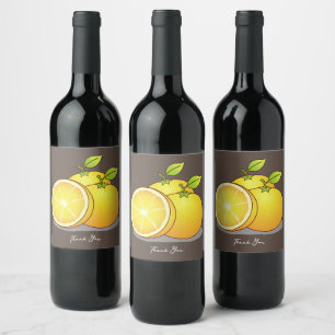 Juicy Oranges fruit art Wine Label