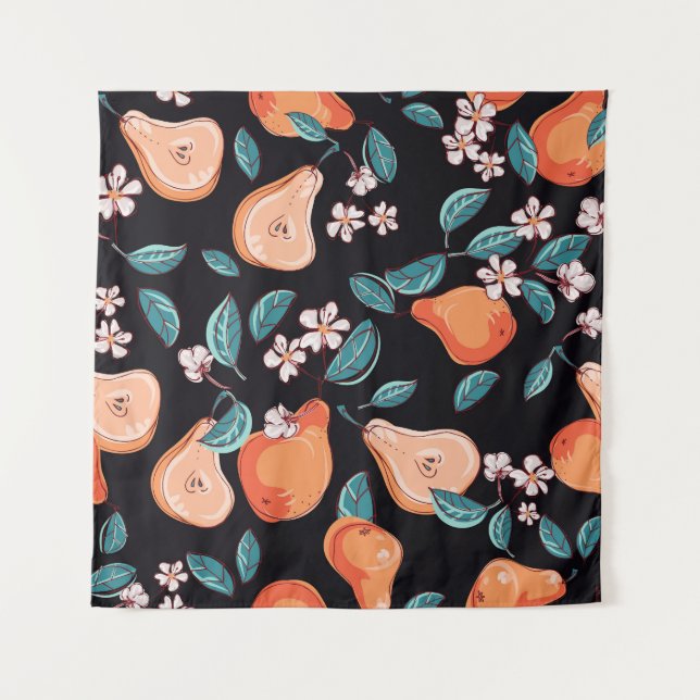 Juicy pears: hand-drawn fruit pattern. tapestry (Front)