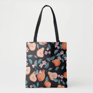 Juicy pears: hand-drawn fruit pattern. tote bag