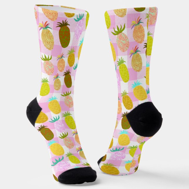 Juicy Pineapple Bubblegum Pattern Socks (Angled)