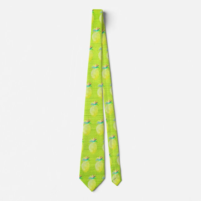 Juicy Pineapple Kiwi Green Pattern Tie (Front)