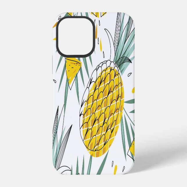 Juicy pineapples: bright vintage pattern. iPhone case (Back)