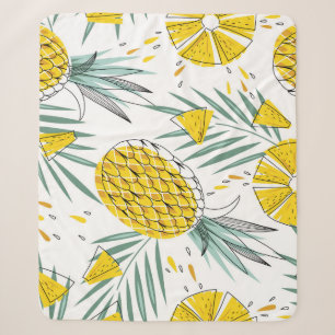 Juicy pineapples: bright vintage pattern. sherpa blanket