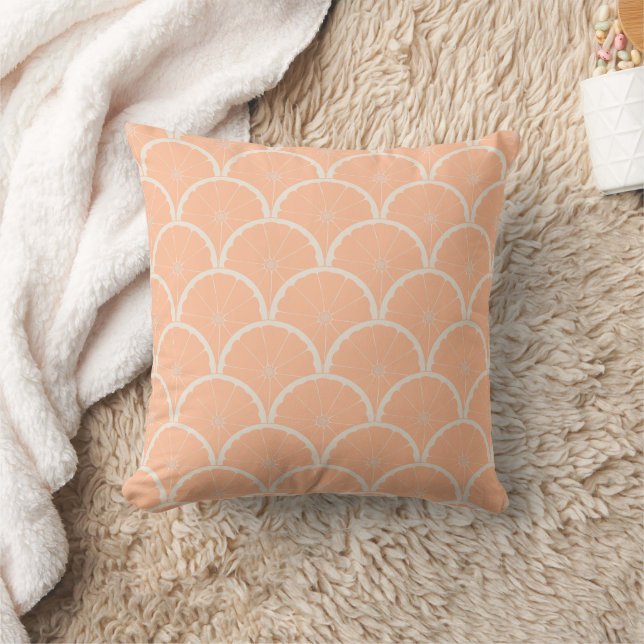 Juicy Pink Grapefruit Slice Scallop Pattern Peach  Cushion (Blanket)