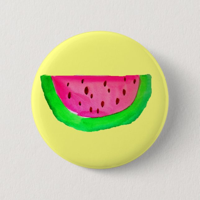 Juicy pink watermelon fruit 6 cm round badge (Front)