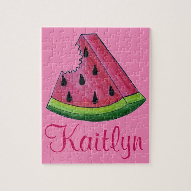 Juicy Pink Watermelon Fruit Melon Slice Child's Jigsaw Puzzle (Vertical)