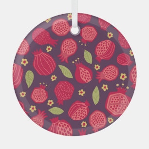 Juicy pomegranates: vintage illustration. glass tree decoration