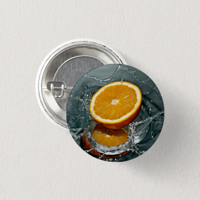 Juicy positive orange for vitamin mood     3 cm round badge (Front & Back)