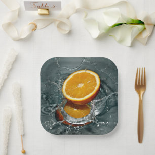 Juicy positive orange for vitamin mood paper plate