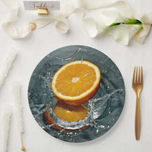 Juicy positive orange for vitamin mood paper plate