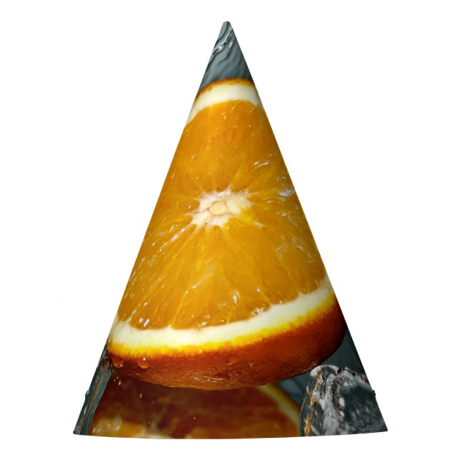 Juicy positive orange for vitamin mood    party hat (Front)