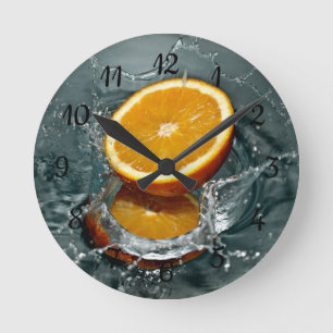 Juicy positive orange for vitamin mood round clock