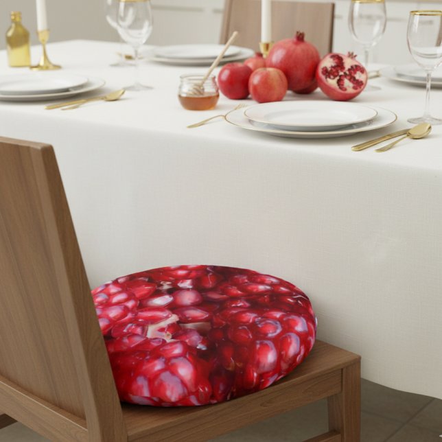 Juicy Red Fruit - Pomegranate Seeds Round Cushion (Creator Uploaded)