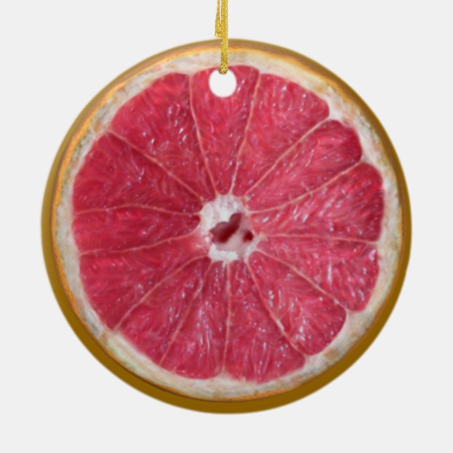 Juicy Red Grapefruit Ceramic Tree Decoration (Back)