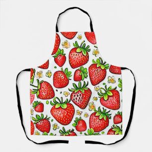 Juicy Red Strawberries Pattern Apron