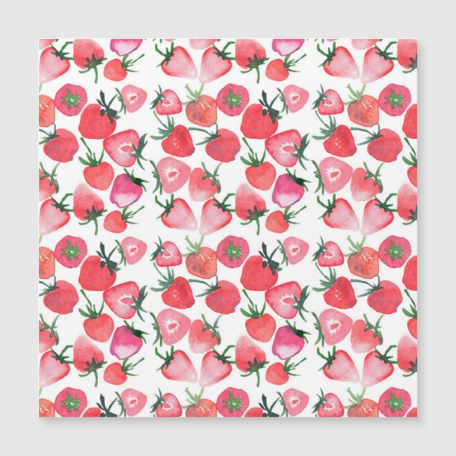 Juicy Red Strawberries Watercolor Pattern (Front)
