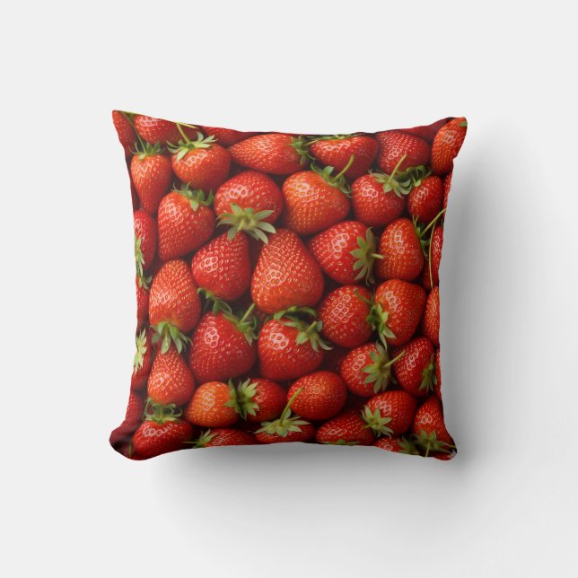Juicy Red Strawberry Patch Cushion (Front)