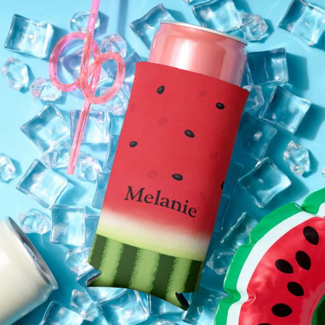 Juicy Red Watermelon Personalised Seltzer Can Cooler (In Situ Summer)