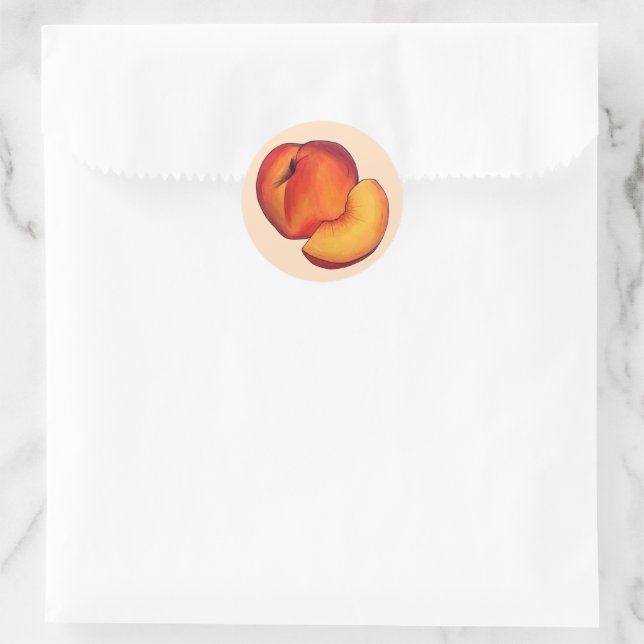 Juicy Ripe Summer Peach Georgia Peaches Fruit Classic Round Sticker (Bag)