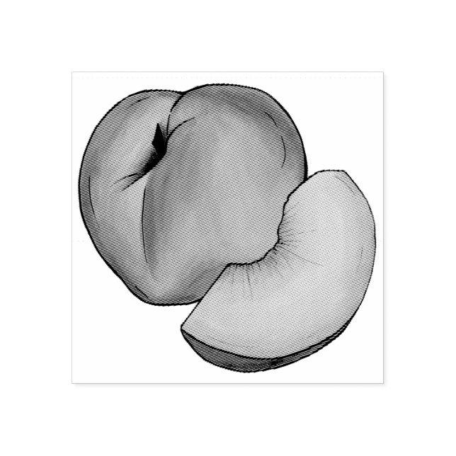 Juicy Ripe Summer Peach Georgia Peaches Fruit Rubber Stamp (Imprint)