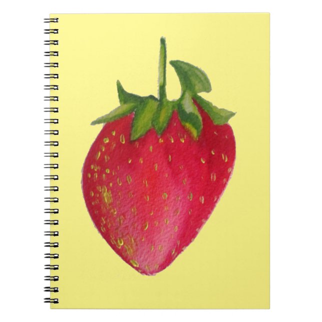 Juicy Strawberry fruit watercolour macro art Spiral Notebook (Front)