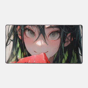 Juicy Summer Watermelon Anime Girl Desk Mat