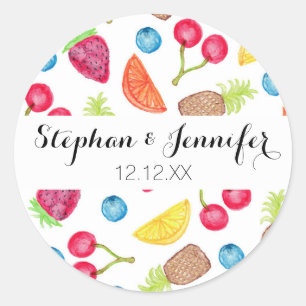 Juicy Watercolor Hand Painted Fruit Pattern Classic Round Sticker