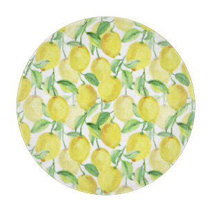 Juicy Watercolor: Vibrant Lemon Painting Cutting Board