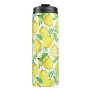Juicy Watercolor: Vibrant Lemon Painting Thermal Tumbler