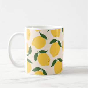 Juicy yellow Lemons, green leaves. Fresh tasty fru Coffee Mug