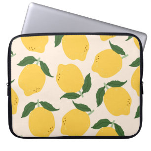 Juicy yellow Lemons, green leaves. Fresh tasty fru Laptop Sleeve